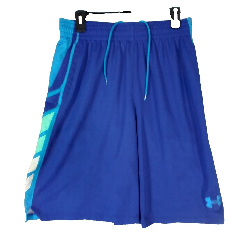 Under Armour basketball shorts men's large Blue microfiber Dri-Fit Heatgear